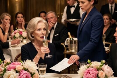 THE BILL BESIDE THE CHAMPAGNE Chapter One: The Room She Thought Belonged to Her  My mother-in-law entered my restaurant the way some women enter churches.  Not with humility.  With possession.  She never looked for the host stand. She never waited to be greeted. She never paused beneath the brass lights of The Lantern & Salt like every other guest who understood that a restaurant is not a living room with better plates.  Margot Harlow simply walked in as if the doors had been built for the specific purpose of opening before her.  That confidence had cost me fourteen thousand dollars the previous Friday.  By tonight, it was about to cost her fifty-two.  I knew something was wrong the moment I stepped through the side entrance and smelled peonies.  Peonies in March.  In Boston.  That meant someone had spent a fortune bending the season into obedience.  The Lantern & Salt usually smelled like browned butter, charred lemon, cold Atlantic air, and bread coming out of the oven. Tonight, the air was layered with something false and expensive: imported flowers, perfume, champagne, and tension.  The restaurant glowed the way I had always dreamed it would. Amber light bounced off the copper bar. The open kitchen moved in bright, controlled rhythm behind glass. Outside, the harbor was dark and still. Inside, every table hummed with life.  But the private dining wing looked like someone had staged a society wedding without asking the bride.  Cream and gold ribbons framed the entrance. Glossy gift bags crowded the host stand. A champagne cart stood near the doorway with three buckets of reserve bottles already sweating under crushed ice. Waiters moved through the room with oyster towers, lobster tartlets, grilled peaches with burrata, and tiny porcelain cups of crab bisque.  My staff were smiling.  Too hard.  That was the first thing I noticed.  Then my general manager, Iris Kim, intercepted me beside the service station.  Iris was usually unshakable. She had once handled a kitchen fire, a celebrity walk-in, and a delivery truck stuck sideways in the alley in the same hour without raising her voice. Tonight, her jaw looked carved from stone.  “Nora,” she said quietly, “your mother-in-law booked the private room again.”  The words moved through me slowly.  “Margot?”  Iris nodded.  “She called from a blocked number two days ago. Said you approved it personally. I told her we required a signed event agreement and a deposit. She laughed and said, ‘My son’s wife and I don’t do paperwork with each other.’”  My hand closed around the edge of the service counter.  Margot Harlow did not “forget” paperwork.  She avoided it the way thieves avoid cameras.  “Did she sign anything?”  “No. But she emailed menu selections, guest count, wine pairings, the champagne cart, flowers, valet, and late-service staffing from her personal account. Everything is documented.”  Good.  That one word passed through me like a match struck in the dark.  “Where’s Nathan?” Iris asked.  “At the office.”  My answer sounded simpler than the truth.  Nathan, my husband, did not know his mother had booked another unpaid event. He should have known. He should have been the first person she called, the first wall between her entitlement and my staff. But that was the problem with Nathan. He was kind. He loved me. And he had been raised by a woman who treated other people’s boundaries as personal betrayals.  In the Harlow family, peace meant Margot stayed comfortable.  Everyone else called that love.  I called it training.  I walked toward the private dining room with my pulse steady and hard. Every step brought back the previous Friday.  Margot had called it a “small family dinner.” She arrived with thirty-six people, no deposit, no contract, no card on file, and a kiss on both my cheeks that smelled like rose perfume and theft. She ordered reserve wine, changed the menu twice, demanded the larger room, then left at the end of the night with a warm hand on my arm and said, “Darling, don’t worry. My assistant will wire everything Monday.”  Monday came.  No wire.  Tuesday came.  Nothing.  When I brought it up to Nathan, his face tightened in that familiar exhausted way.  “Nora, please,” he said. “Not tonight. If you push her, she’ll turn it into a family war.”  As if a fourteen-thousand-dollar unpaid bill was not already a war.  I let it go then.  Not because I was weak.  Because I was tired.  Because The Lantern & Salt was the one thing in my life that had not been inherited, handed down, or granted by anyone’s last name. I had built it from double shifts, burnt wrists, loan rejections, envelopes of saved cash, vendor negotiations, and fear disguised as ambition. I did not want my marriage to become another place where I had to prove the obvious.  I told myself Margot would eventually feel embarrassed enough to pay quietly.  Tonight proved she did not feel embarrassment.  She felt ownership.  I reached the private dining room entrance and stopped long enough to arrange my face.  Then I stepped inside.  Margot Harlow stood in the center of the room in winter-white silk, one hand lifted around a champagne flute, her diamond ring flashing each time she laughed. Around her were women in structured dresses and men in navy blazers, the sort of people whose wealth moved softly because it had nothing to prove until someone challenged it.  Margot saw me immediately.  Her eyes brightened in the exact way a person’s eyes brighten when the help arrives on time.  “Nora!” she called, loud enough for half the room to turn. “There you are. Come meet everyone.”  She said it like a command wrapped in affection.  I smiled politely.  “Good evening, Margot. I didn’t realize you were hosting another event.”  “Oh, it’s barely an event,” she said, brushing the air with one manicured hand. “Just a little salon dinner. Friends, donors, a few people from the arts board. You know how these things happen.”  I looked around at the champagne cart, the imported peonies, the seafood towers, the personalized menus stamped in gold.  “I do know how things happen,” I said. “Usually with a contract.”  Her smile sharpened for half a second.  Then she laughed.  “Darling, you’re always so formal.”  A woman beside her, silver-haired and elegant in a black velvet jacket, looked me over with curiosity.  “So you’re Nora,” she said. “Margot speaks as if this place is one of the family projects.”  Margot laughed before I could answer.  “In a way, it is,” she said brightly. “I found the space before anyone thought this neighborhood was worth saving. I told Nathan from the beginning that Nora had something here if she let the right people guide her.”  There it was.  The rewrite.  The little lie with a silk ribbon around it.  I looked at Margot.  “You didn’t find this space.”  Her eyes narrowed.  “No?”  “I did. After eight rejected lease applications and two banks telling me I was too young, too undercapitalized, and too optimistic.”  A few people blinked.  Margot’s smile returned, wider and colder.  “Oh, Nora,” she said. “Still so serious. That’s the chef in you.”  The chef.  Not owner.  Not founder.  Not the woman whose name was on the lease, the payroll, the liquor license, the vendor contracts, the tax filings, and the sleepless nights.  The chef.  A word she could admire as long as it kept me in an apron.  I stepped back.  “Enjoy your dinner.”  She lifted her glass.  “We always do.”  The room laughed lightly, because people like Margot knew how to teach a room when to laugh.  I walked out before the anger reached my mouth.  In the hallway, the party sounded muffled and uglier through the door. Iris was waiting near the wine station.  “Do you want me to shut it down?”  Part of me did.  The part that had spent years being called “intense” whenever I protected something I had built. The part that had cooked in basement kitchens where men threw pans, investors smiled at my husband while asking me about “the food side,” and Margot introduced me as “Nathan’s little restaurant genius” like I was a talented child at a holiday recital.  That part wanted to walk back inside, cut the music, and end the night.  But another part of me understood something better.  Margot had built her whole life around rooms.  Rooms where people watched.  Rooms where reputation mattered.  Rooms where a woman could be cruel as long as the cruelty sounded elegant.  I did not need to make a scene.  I needed to let her finish making hers.  “Not yet,” I said.  Iris studied me.  Then understanding moved across her face.  “What do you need?”  “Pull the file. Everything from tonight. Room fee, champagne cart, flowers, valet, staffing, rentals, wine, food, overtime, service charge. Then pull the unpaid invoice from Friday and attach it separately.”  Iris’s mouth curved.  “Already started.”  I looked at her.  She shrugged. “I had a feeling.”  For the first time all night, I almost smiled.  “Print everything clean,” I said. “No emotion. Just numbers.”  Iris nodded.  “Numbers are my favorite revenge.”  Chapter Two: The Toast That Went Too Far  The next hour moved like a service nightmare wrapped in gold leaf.  The main dining room was busy, beautifully busy, the kind of night that usually filled me with private pride. Couples leaned toward each other over candles. A retired fisherman at table twelve explained to his granddaughter why our chowder was “respectful.” A surgeon who came every month ordered the cod cheeks without looking at the menu. At the bar, the brass lights glowed over glasses polished so clean they looked imaginary.  This was what I had wanted.  Not glamour.  Not status.  A room where people felt cared for.  A restaurant that could hold anniversaries, first dates, business dinners, quiet heartbreaks, and ordinary Tuesday hunger with the same seriousness.  I had started in kitchens where no one cared what I wanted. My first chef called me “kid” for a year and “Nora” only after I burned my palm on a sheet pan and finished service anyway. I learned fish, fire, knives, timing, and how to move through fear without letting it slow my hands. I saved money in envelopes because digital numbers never felt solid enough. Rent. Vendors. Permits. Emergency. Dream.  The Lantern & Salt was not a gift.  It was a scar that learned how to glow.  And in my private dining room, Margot Harlow was using it as a stage.  Halfway through the second course, Lily, one of our newer servers, came into the service hall with tears held too tightly behind her eyes.  I stopped immediately.  “What happened?”  She shook her head. “Nothing, Chef.”  People say nothing when they have already learned the cost of naming something.  I kept my voice gentle.  “Lily.”  She swallowed.  “Mrs. Harlow asked if I was new. I said yes. She said that explained the way I poured the wine.”  My vision sharpened.  “She said that?”  “She laughed after, so maybe she was joking.”  There it was.  The little trap beneath every polished insult.  Maybe she was joking.  “Lily,” I said, “you are doing excellent work. Margot Harlow’s opinion is not a service standard.”  Her face changed.  A small, grateful crack.  “And if she speaks to you like that again, you tell Iris.”  “Yes, Chef.”  I watched her return to the dining room, shoulders a little straighter.  There were insults I had swallowed for myself.  Too many.  But my staff?  No.  Margot did not get to enter my building, eat my food, stiff my invoices, and make my people feel small for sport.  At nine-fifteen, the moment came.  Margot tapped her fork lightly against her champagne flute.  The sound rang through the private dining room, delicate and bright. Conversations softened. The room turned toward her as if trained by years of watching women like her turn meals into theater.  I stood just outside the partially open door with Iris, who held a dark folder against her side.  Margot rose slowly.  She smoothed the front of her white jacket and lifted her glass.  “I want to say something,” she announced.  Of course she did.  “I simply adore The Lantern & Salt,” she continued. “It has such warmth, such charm, such promise. When Nora first started this little venture, I told her she had talent. Raw talent, but talent.”  A few people chuckled.  Iris went still beside me.  Margot’s voice floated on.  “And I have always believed in supporting family. Especially young women in business. It is so important to guide them, isn’t it? To help them understand how things work in the real world.”  Heat rose under my skin, but my face stayed calm.  She smiled toward the room.  “At this point, I practically keep this place alive.”  Light laughter.  A man near the center lifted his glass.  Margot’s smile widened.  “I practically own it, really.”  More laughter.  Then she turned slightly toward the doorway, toward me.  “And my daughter-in-law?” she said, voice sweet as sugared poison. “Well, Nora is wonderful in her way. She’s the little servant who keeps the kitchen hot and the plates pretty.”  The room laughed.  Not everyone.  But enough.  Enough for the word to land.  Servant.  It moved through the room and struck something in me that did not break loudly.  It broke cleanly.  I did not walk in immediately.  I did not shout.  I did not interrupt her toast.  I simply turned and walked toward my office.  Behind me, Margot’s laughter continued for one more breath.  Then the door swung softly behind me, and the restaurant sounded different.  Sharper.  My office sat behind dry storage, barely large enough for a desk, two chairs, a filing cabinet, and the problems that keep restaurant owners awake: vendor invoices, payroll, repair quotes, reservation notes, licensing paperwork, and one photograph of my father outside his old hardware store in Worcester.  He died before opening night.  But whenever the numbers scared me, I looked at that photo and heard him say, “If the math is ugly, stare at it until it tells the truth.”  Tonight, the math was ugly.  And it told the truth beautifully.  Iris entered and placed the folder on my desk.  “I pulled everything.”  I opened it.  The first invoice was clean and professional.  Private dining fee. Custom floral installation. Champagne cart. Imported shellfish. Reserve wine pairing. Extra glassware. Valet coverage. Late-service staff. Overtime. Linen. Event surcharge. Gratuity.  At the bottom:  TOTAL DUE: $52,380.  Beneath it sat Friday’s invoice.  PRIVATE DINING EVENT. THIRTY-SIX GUESTS. TOTAL DUE: $14,240. UNPAID.  The rage in me did not disappear.  It organized itself.  Less fire.  More steel.  “Print three copies,” I said.  The printer hummed.  Pages slid out crisp and white.  Weapons made of paper.  Iris handed them to me.  “Do you want me beside you?”  “Yes,” I said. “But let me speak first.”  “Always.”  When I re-entered the private dining room, Margot was still standing, glowing in the aftertaste of her own joke. Several guests were still smiling. A few had returned to their food. One man near the far end dabbed his mouth with a napkin, unaware he had just become part of a story he would not enjoy retelling.  I walked forward slowly.  The first guests noticed my face.  Then the papers in my hand.  Then the room began to quiet.  Margot’s smile remained until I reached her.  Then it flickered.  I leaned forward and placed the invoice beside her champagne glass.  It landed softly.  The effect was not soft at all.  “Since you practically own the place,” I said evenly, “I’m sure you won’t mind paying what you owe.”  Silence crashed down.  For three seconds, nobody moved.  Margot stared at the invoice as if I had placed a dead animal beside her champagne.  Then she laughed.  Light.  Dismissive.  Practiced.  “Oh, darling,” she said, reaching to slide the page away. “This is business. We’ll handle it privately.”  I placed my hand flat over the invoice.  “We can handle it now.”  Her eyes sharpened.  “Nora.”  There was a warning in my name.  For years, that warning had worked.  Because I feared the aftermath. The calls. The family fog. Nathan’s tired face. The way one boundary with Margot could turn into five days of explanations no one had asked her to give.  Tonight, the warning hit a wall.  “Mrs. Harlow booked this private event by claiming I had approved it personally,” I said, voice calm enough to carry. “She refused to provide a deposit or sign an event agreement. She confirmed the menu, guest count, wine pairing, flowers, valet, champagne cart, and staffing in writing. Payment is due tonight.”  A murmur moved around the table.  Margot’s smile tightened.  A silver-haired woman in emerald satin lowered her glass.  “Margot,” she said slowly, “what is this?”  “Nothing, Beatrice,” Margot said quickly. “A little internal confusion.”  “There is no confusion,” I said.  Margot’s face turned toward me like a blade.  “You’re embarrassing me.”  “No,” I said. “You embarrassed yourself when you told your guests you owned my restaurant and called me a servant.”  The word sounded uglier when repeated without her sugar.  A few guests looked down.  Someone shifted in their chair.  Margot gave a brittle laugh.  “It was a joke. Families tease.”  “Family doesn’t mean free.”  The emerald-satin woman, Beatrice Vale, reached for the invoice before Margot could stop her.  “May I?”  She was already reading.  Margot’s hand darted out.  “Beatrice, really—”  Beatrice held the paper just out of reach and scanned the lines.  “Imported peonies,” she said.  Margot flushed.  “It’s a spring dinner.”  “In Boston,” Beatrice replied. “In March.”  A man near the far end coughed into his napkin.  Beatrice continued reading.  “Champagne cart. Reserve bottle service. Valet. Custom seafood towers.” She glanced up. “Margot, this is not internal confusion.”  Margot’s mask slipped.  “Oh, please. Nora acts like she is running an empire because she owns a little waterfront restaurant.”  There it was.  Little.  I thought of the bank officer who told me the loan was unrealistic. The winter night a pipe burst over the dry storage. The vendor who gave me thirty days when I needed sixty. The cook whose mother got sick and whose rent I quietly covered. The servers who knew regulars by name. The burns on my arms. The mornings I arrived before dawn because bread waits for no one.  “It is not little,” I said. “It is mine.”  Iris stepped forward.  “And Friday’s unpaid event was not informal either. Thirty-six guests. Full service. No payment.”  Margot swung toward her.  “I do not answer to you.”  Iris smiled politely.  “No. You answer to the invoice.”  For one beautiful second, no one breathed.  Then someone near the back swallowed what might have been a laugh.  Margot heard it.  Panic entered her posture.  Not fear of me.  Fear of the room.  “Fine,” she said suddenly, lifting her chin. “Send it to my office. My assistant will handle it.”  “Payment is due tonight,” I said. “We accept card, wire, or certified check.”  The words were standard.  Professional.  Ordinary.  In that room, they sounded revolutionary.  Margot stared at me as if I had slapped her.  “Are you threatening me?”  “I’m holding you accountable.”  “If payment is refused,” Iris added, “we will treat this as we would any unpaid private event.”  Beatrice looked at her.  “Meaning?”  I answered. “Collections. Legal action. And notice to vendors, venues, and private event coordinators that Mrs. Harlow booked two private events without payment.”  That did it.  Margot could afford the money.  Everyone at that table knew she could afford it.  Her Beacon Hill townhouse had been photographed for a design magazine. Her husband sat on museum boards. Her name appeared beside donations with enough zeros to make ordinary people blink.  But reputation was different.  In Margot’s world, reputation was oxygen.  Demanding was acceptable.  Dramatic was acceptable.  Difficult could even be elegant.  But not paying bills?  That was tacky.  And Margot Harlow feared tackiness more than sin.  Her eyes moved around the table, searching for rescue.  No one moved.  Because wealthy people know one thing very well.  Staff talk.  Assistants talk.  Florists talk.  Event planners talk.  Venues talk.  And nobody wants to be attached to a hostess who does not pay.  Margot reached into her purse and pulled out a black card.  Her movements were sharp now.  Angry.  “Here.”  Iris stepped forward, but Margot held the card back for one final second and looked at me.  “I hope you feel proud,” she said. “Humiliating your husband’s mother in front of guests.”  “I didn’t book this event,” I said. “I didn’t refuse to pay for the last one. I didn’t call myself the owner of a restaurant I don’t own. And I didn’t use the word servant.”  Her phone lit up on the table.  She glanced down.  The color drained from her face.  I saw the name before she flipped the screen over.  NATHAN CALLING.  Her eyes snapped to mine.  “You called him.”  “I didn’t.”  “You’re lying.”  “I didn’t have to.”  The doorway behind me shifted.  My husband walked in.  Chapter Three: The Son Who Finally Stopped Explaining Her  Nathan did not rush into the room.  He did not enter loudly, breathlessly, or with the panicked confusion that would have handed his mother control.  He stepped beneath the archway in his dark work coat, still carrying the cold from outside, and took in the room in one clean pass.  Margot with the black card.  Beatrice holding the invoice.  Guests frozen over half-finished plates.  Iris beside me.  Me, standing with one hand still near the papers.  Then he looked at me.  Not at his mother.  Me.  Something in his expression softened for half a second. Maybe no one else saw it. I did.  Margot recovered first.  “Nathan,” she cried, instantly bright and wounded. “Thank God. Please tell your wife this has become completely inappropriate.”  Nathan did not move.  “Is it true?” he asked.  Margot gave a short laugh.  “Is what true? No one even knows what she is upset about. It is some silly accounting issue, and Nora is being—”  “I’m asking Nora,” he said.  The room sharpened.  Margot stared at him as if he had just spoken in someone else’s voice.  Nathan looked at me.  “Is it true?”  There were a thousand things I could have said.  Every insult she had dressed as advice. Every time she called The Lantern & Salt “our family spot.” Every dinner where she asked if I was still working “like staff.” Every time Nathan asked me, gently, tiredly, painfully, to let it go because his mother would make things worse.  But truth is most powerful when it stops decorating itself.  “She booked two events,” I said. “She has not paid for either. Tonight, she told her guests she practically owns my restaurant and called me a servant.”  “It was a joke,” Margot said quickly. “Everyone knew it was a joke.”  Nathan’s gaze moved to the invoice.  “How much?”  “Fifty-two thousand three hundred eighty for tonight. Fourteen thousand two hundred forty from Friday.”  Margot snapped, “She added the other one!”  “It is a separate unpaid invoice,” I said.  A murmur traveled around the room.  Beatrice placed the paper down carefully.  Nathan looked at his mother.  For a moment, I saw the boy he must have been. Eight years old, twelve, seventeen. A child trained to read the room by reading Margot’s face first. A son taught to apologize for weather he did not cause. A man who had mistaken keeping peace for keeping love.  Then I watched him choose.  “Pay it,” he said.  Margot’s mouth opened.  “What?”  “Pay it. Now.”  Her eyes filled instantly. Margot’s tears had always arrived on schedule, polished and camera-ready.  “Nathan,” she said. “I am your mother.”  “And Nora is my wife.”  The sentence was quiet.  It landed like a door closing.  Margot looked as if the room had tilted beneath her.  “After everything I have done for you?”  “This is not about what you have done for me,” Nathan said. “This is about what you did to Nora, her staff, and her business.”  “Our family business,” Margot whispered.  “No.”  His voice hardened.  “Her business.”  Someone exhaled.  Nathan stepped farther into the room.  “The Lantern & Salt pays its employees. It pays vendors. It pays taxes. It pays its bills. It is not your clubhouse. It is not a stage for you to impress people at my wife’s expense.”  Margot stared at him.  “She is turning you against me.”  “No,” Nathan said. “You are finally seeing what happens when I stop standing between you and consequences.”  For once, Margot had no clever answer.  Her lips parted.  Closed.  Parted again.  When charm failed, she reached for injury.  “I raised you,” she said, voice shaking. “I sacrificed for you. Your father and I gave you a name that meant something.”  “And Nora built one,” Nathan said. “You should have respected that.”  The black card trembled slightly in her hand.  Then she thrust it toward Iris.  “Take it.”  Iris did not move immediately.  She looked at me.  I gave the smallest nod.  She accepted the card and left the room.  The silence afterward was different.  Less explosive.  More humiliating.  The party had broken, and everyone knew it. A dinner can survive bad weather, bad food, even a bad toast. It cannot survive the hostess being forced to pay an invoice after calling the owner a servant.  Beatrice rose first.  “Thank you for dinner, Nora,” she said.  The use of my name was deliberate.  So was the direction of her gratitude.  “You’re welcome.”  Margot’s face tightened.  Beatrice slipped on her coat.  “I’ll have my assistant call Iris about the Women’s Harbor Trust luncheon. Paid deposit, naturally.”  The blow was polite.  Devastating.  Margot had tried to use her circle as a shield.  Instead, one of its most powerful women had stepped around her and addressed me directly.  “I’d be happy to discuss it,” I said.  Chairs began to scrape.  Guests gathered handbags, coats, phones, dignity. The party dissolved not with cheerful goodbyes, but with the rushed politeness of people escaping scandal while pretending they were not escaping.  A few thanked me stiffly.  A few avoided my eyes.  Two women gave Margot air kisses so cold they might as well have been invoices themselves.  When Iris returned, she handed me the receipt folder.  “Approved,” she said quietly. “Full amount. Gratuity included.”  Margot flinched at the word approved, as if even the payment processor had chosen sides.  “Happy?” she asked me bitterly.  “No,” I said. “Relieved. There’s a difference.”  Nathan turned to his mother.  “You are done hosting events here. And you are done speaking about Nora like she is beneath you.”  Margot laughed once, low and ugly.  “Or what?”  His answer was simple.  “Or you lose access to us.”  The room went still again.  Margot looked at him.  Then at me.  Then back at him.  “You wouldn’t.”  “I don’t want to,” Nathan said. “But I will.”  That honesty seemed to wound her more than anger would have.  She picked up her purse slowly, gathering the remaining scraps of her performance around herself. At the doorway, she turned back to me.  “You will regret this,” she said.  I held her gaze.  “No. You will. When you learn how expensive disrespect can be.”  For one second, I thought she might slap me.  But Margot Harlow would never risk looking messy in public.  So she walked out, heels clicking sharply against the floor like punctuation.  When the door closed behind her, the private dining room felt hollow. Half-empty glasses glittered on the tables. Imported peonies sagged in their vases. Napkins lay twisted beside plates. The room looked like a stage after the actors had fled.  Nathan stood in the middle of it, hands clenched at his sides.  He looked like a man who had torn a hook from his own skin.  I waited.  For years, I had filled silences caused by his mother. I explained. Soothed. Translated my anger into something easier for him to hold.  Tonight, I let silence do its work.  Finally, he looked at me.  “I’m sorry.”  Not the quick sorry people use to end discomfort.  A real one.  Heavy.  Late.  “I didn’t want to make it a thing,” he said. “I kept thinking if I smoothed things over, she would eventually see the line.”  “She won’t stop on her own,” I said.  He nodded.  “She stops when people stop letting her.”  His eyes closed briefly.  “I should have handled this sooner.”  “Yes.”  The word hurt him.  I let it.  Because I loved him enough not to wrap the truth in cotton.  Chapter Four: The Rumor She Tried to Serve Cold  By morning, the story had started moving through Boston.  Quietly at first.  Then faster.  By eight-thirty, Iris sent me a screenshot from a private event-planners’ group chat.  Anyone hear about a Beacon Hill hostess getting invoiced at The Lantern & Salt after calling the owner staff?  By nine-fifteen, a florist called to “confirm our standing order” and then lowered her voice so dramatically that Iris could hear gossip trying to crawl through the phone.  By ten, my friend Celia, who owned a bakery in the South End, called me directly.  “Nora,” she said, without hello, “please tell me you did not drop a fifty-two-thousand-dollar invoice beside Margot Harlow’s champagne in front of half her social circle.”  “I don’t know if half is accurate.”  “Oh my God, you did.”  Nathan sat at our kitchen table with his laptop open, pretending not to listen.  “She owed the restaurant money,” I said.  “Nora.”  “What?”  “You are my hero.”  “It wasn’t heroic.”  “It was Shakespeare with oysters.”  Nathan looked up at that, the corner of his mouth moving for the first time all morning.  But Margot’s version arrived by noon.  Of course it did.  She posted a photograph of herself from a previous charity gala, standing in navy satin beside white flowers, looking wounded and benevolent.  Her caption read:  It is heartbreaking when generosity is misunderstood and private family matters become public spectacles. I will continue supporting women in business, even when kindness is not returned.  There were comments within minutes.  So sorry, Margot.  You are grace itself.  Some people forget who opened doors for them.  Family should never humiliate family.  I stared at that last one.  Family should never humiliate family.  For years, Margot had humiliated me in pieces small enough to deny and frequent enough to shape the air. She corrected my wine pairings in front of donors, even when she was wrong. She called me “self-made” in a tone that made labor sound contagious. She introduced me as “Nathan’s chef wife” to men who then asked if I catered.  But none of that counted in her world.  Because she humiliated downward.  The moment I placed accountability beside her champagne, humiliation became cruelty.  Nathan came into my office ten minutes later.  “You saw it,” he said.  “Yes.”  “I replied.”  My stomach tightened.  “Where?”  “On her post.”  “Nathan.”  “I kept it factual.”  I picked up my phone.  Beneath Margot’s caption, between praise for her dignity, Nathan had written:  Mom, this is misleading. Nora did not misunderstand generosity. You booked two private events at her restaurant and did not pay until she presented the invoices. You also insulted her publicly. I love you, but I will not let you rewrite what happened.  The comment had been posted eight minutes ago.  There were no replies yet.  Nathan looked terrified.  Not of me.  Of what he had done.  “I can delete it.”  “No.”  His shoulders dropped slightly.  “No,” I repeated. “Leave it.”  The family thread exploded within the hour.  Nathan’s brother, Miles, wrote that the matter should have stayed private.  Nathan replied:  Mom made it public when she toasted herself as owner of Nora’s restaurant.  His father, Conrad, texted him separately.  Your mother is devastated. Call her.  Nathan replied:  I will talk when she is ready to acknowledge what she did to Nora and the staff.  Then he placed his phone face down on the table and did not touch it again for twenty minutes.  That mattered more than a speech.  The next week, Margot tried a different route.  A food writer emailed me.  Subject line:  Checking a Rumor  He had heard, from “several sources,” that The Lantern & Salt had engaged in questionable billing practices during a private event.  I read the email three times.  Then I forwarded it to Iris.  She replied with two words.  Dormant volcano.  We sent the writer everything professionally shareable: Margot’s written menu approvals, the guest count, the deposit requests, the itemized invoice, the payment receipt, the previous unpaid event, and a short statement.  The Lantern & Salt follows standard private-event billing practices. The host confirmed all selections in writing. Payment was requested after services were rendered. The invoice was paid in full. We consider the matter closed.  Two hours later, he replied.  Thank you for the documentation. Based on what you provided, I won’t be pursuing the rumor. Off the record, someone is trying very hard to make this sound like something it isn’t.  I leaned back in my chair.  Iris crossed her arms.  “She’s going to keep trying.”  “I know.”  “What’s the plan?”  That question stayed with me.  Boundaries are easy to declare in dramatic moments. Harder to maintain when the drama becomes rumors, holidays, family weddings, hospital rooms, funerals, and people asking why you cannot “just move on.”  That evening, Nathan and I drafted one message to the family.  It was calm.  Factual.  Final.  Going forward, Nora and I will not discuss the private-event incident except through appropriate business channels. The Lantern & Salt will not host unpaid events for family or friends. Any future communication involving insults, pressure, or false claims about Nora, the restaurant, or its staff will result in distance from us. We want healthy relationships, but that requires respect and accountability.  We sent it.  Then Nathan blocked his mother for forty-eight hours.  Not forever.  Just forty-eight hours of silence he chose.  He looked physically ill after doing it.  I sat beside him on the couch.  “You okay?”  “No,” he said. “But I don’t think that’s a reason to undo it.”  “That’s a very good sentence.”  He gave a weak smile.  “Therapy.”  I turned toward him.  “Therapy?”  “I booked an appointment.”  My throat tightened.  “You did?”  “For next week.”  I took his hand.  Maybe change did not always arrive like a thunderclap.  Sometimes it arrived as a man putting his phone face down and choosing not to answer the person who raised him to fear silence.  Chapter Five: Paid Deposit, No Games  June brought bright mornings, warm evenings, and the Women’s Harbor Trust luncheon.  Beatrice Vale’s team was everything Margot was not: precise, respectful, allergic to confusion. They paid the deposit within six hours. They confirmed guest count twice. Their coordinator asked about staff meals. Their printed timeline was so detailed Iris nearly cried.  The luncheon filled The Lantern & Salt with ninety women in linen, silk, and tailored jackets. There was wealth in the room, yes, but also purpose. The fund supported housing, legal aid, and financial-literacy programs for women leaving abusive or controlling households.  A speaker named Marisol stood near the windows and said something I never forgot.  “I used to think freedom would feel like happiness. At first, freedom felt like terror. When someone else controls your survival long enough, even your own choices can scare you.”  The room went silent.  I thought of Margot calling me servant.  I thought of Nathan saying love had felt like debt.  I thought of the many shapes control takes depending on the room.  Sometimes it is a husband controlling bank cards.  Sometimes it is a mother crying until her adult son apologizes.  Sometimes it is a wealthy woman treating someone else’s restaurant as an extension of her ego because nobody has ever made her pay the bill.  After the luncheon, Beatrice found me near the bar.  “Everything was excellent,” she said.  “Thank you.”  She studied me for a moment.  “Margot has been telling people she introduced us.”  I almost laughed.  “Of course she has.”  “I corrected her.”  “Thank you.”  Beatrice lifted one shoulder.  “I dislike revisionist history when I’m included in it.”  I decided I liked her.  Then she added, “People like Margot rely on everyone believing confrontation is vulgar.”  I looked at her.  “They behave badly,” Beatrice said, “then call it bad manners when someone names it. It works in rooms where comfort matters more than truth.”  “And in rooms where it doesn’t?”  “In those rooms,” she said, “they become very expensive dinner guests.”  That time, I laughed.  The luncheon led to three more bookings.  A law firm dinner.  A university donor reception.  A nonprofit gala committee.  Each signed contracts.  Each paid deposits.  Each dealt with Iris, who became almost terrifyingly cheerful while saying phrases like nonrefundable retainer and standard cancellation policy.  The Lantern & Salt entered its best summer since opening.  Not because of scandal alone.  I refuse to give Margot that much credit.  We earned it through food, service, timing, consistency, and the hundred quiet decisions that make a restaurant survive. But the incident changed something. In Boston’s private-event ecosystem, The Lantern & Salt became known not only as beautiful, not only as serious, but as a room you could not bully.  That mattered.  Margot did not disappear.  But her reach shortened.  Nathan maintained limited contact after the forty-eight hours. He unblocked her, but he did not answer every call. He replied to manipulative texts with sentences so clean they could have been drafted by counsel.  I will not discuss Nora with you unless you can speak respectfully.  That is not accurate.  We can talk when you are ready to acknowledge what happened.  No, we are not coming to dinner Sunday.  Therapy helped.  So did practice.  So did the discovery that Margot’s anger, while unpleasant, did not destroy him.  At first, she escalated.  Then she softened.  Then she mailed old childhood photos to our apartment with a note about missing her son.  Nathan looked at them for a long time.  Then he placed them in a drawer.  Not the trash.  Not the altar.  A drawer.  Progress is sometimes knowing where a thing belongs.  In late August, Margot requested a meeting.  Neutral ground, Nathan insisted.  We chose a coffee shop in Back Bay at two in the afternoon. Public enough to discourage theater. Casual enough to avoid ceremony.  I did not want to go.  Nathan knew that.  “I want you there,” he said. “But only if you choose it.”  “I don’t want to.”  He nodded.  “But I think I should.”  “That’s not the same.”  “I know.”  So we went.  Margot arrived in camel silk and oversized sunglasses, seven minutes late. Conrad came with her, though Nathan had specifically asked to meet only his mother.  Nathan noticed immediately.  “I asked to meet with Mom.”  Conrad removed his coat slowly.  “I’m here to support my wife.”  “I didn’t agree to that.”  Margot’s mouth tightened.  “Nathan, please. Don’t start.”  He stood.  “We can reschedule.”  That was new.  The willingness to leave.  Margot saw it and adjusted quickly.  “Fine,” she said. “Conrad, would you get coffee?”  Conrad minded.  His face made that clear.  But he went.  Margot sat across from us.  For a moment, no one spoke.  Then she looked at Nathan.  “I miss my son.”  Nathan inhaled slowly.  “I miss parts of how things were.”  “What does that mean?”  “It means I miss dinners when they were good. Christmas mornings. Calling you without it becoming a test. But I do not miss pretending things didn’t happen.”  Margot’s eyes shone.  Then she looked at me.  “Nora, I never meant to hurt you.”  I had imagined this moment many times. I thought I would feel vindicated. Powerful. Angry.  Instead, I felt tired.  “You meant to put me in my place,” I said.  Her lips parted.  “You may not have called it hurt,” I continued. “But you meant to remind me where you thought I belonged.”  Nathan was very still beside me.  Margot looked down at her hands.  “I was joking,” she said.  Softer this time.  Less certain.  “No,” I replied. “You were testing whether the room would laugh with you. And it did.”  For several seconds, only the espresso machine hissed behind us.  Then Margot asked the first useful question she had asked in years.  “What do you want from me?”  I answered before Nathan could.  “I want you to stop treating access to you as a prize and access to us as something you own. I want you to understand The Lantern & Salt is not yours. My work is not a family accessory. My staff are not props. If you enter my restaurant again, you do so as a customer under the same rules as everyone else.”  Her jaw moved.  “And if you insult me, my staff, or imply Nathan needs to control me, the visit ends.”  Margot looked at Nathan.  “You agree with this?”  “Yes.”  “You’re both very hard,” she whispered.  “No,” Nathan said gently. “We’re being clear.”  That meeting ended without hugs.  It felt honest.  Chapter Six: The Apology That Did Not Buy Forgiveness  The real apology came in December.  By then, the invoice story had faded from gossip into legend. The Lantern & Salt was planning its winter menu. Nathan had been in therapy long enough to use phrases like emotional enmeshment and then apologize for sounding like a podcast. Margot maintained cautious contact. Sunday calls limited to twenty minutes. No unannounced visits. No private family pressure.  She asked to speak to me alone.  At first, I said no.  Then I reconsidered.  “Public place,” I told Nathan. “Daytime. One hour.”  “You don’t have to.”  “I know.”  I chose the Boston Public Garden because it was open, neutral, and cold enough to discourage melodrama.  Margot arrived in a gray wool coat.  No diamonds.  No dramatic sunglasses.  She looked elegant, as always, but smaller beneath the bare winter trees.  We walked along the frozen lagoon.  At first, she spoke about safe things. Weather. The restaurant’s holiday menu. A fundraiser Beatrice had hosted. I let her circle until she seemed exhausted by her own avoidance.  Finally, she stopped near a bench.  “I owe you an apology.”  I looked at her.  A group of college students passed behind us, laughing into the cold.  Margot kept her gaze forward.  “Not for the misunderstanding. Not for the wording. For what I did.”  I said nothing.  “I treated your restaurant as if it were available to me because I believed you were available to me,” she said. “I told myself it was family. It wasn’t. I wanted to feel important there. I wanted your success to reflect on me without having earned any part of it.”  The honesty was so unexpected that I did not trust it at first.  She continued, voice tight.  “And I called you a servant because I was angry that you had built something I couldn’t control.”  There it was.  The truth.  Ugly and plain between us.  I slipped my hands deeper into my coat pockets.  “Why tell me now?”  She gave a faint, humorless smile.  “Because Nathan stops calling me when I lie to him.”  I looked at her.  “And because people stopped laughing at the story the way I wanted them to,” she admitted. “At first, I thought they were being disloyal. Then I realized they had always known things about me I refused to know.”  Pain is not always tragedy.  Sometimes it is information arriving late.  “I don’t know how to change quickly,” Margot said.  “I’m not asking for quickly.”  “I know.”  “And I’m not responsible for teaching you.”  Her mouth tightened, but she nodded.  “I know that too.”  We stood in the cold.  “I am sorry, Nora,” she said. “For humiliating you. For using your work. For insulting your staff. For putting Nathan between us and calling it motherhood.”  The last sentence surprised me most.  My throat tightened despite myself.  “Thank you,” I said.  She looked at me then.  “Do you forgive me?”  There it was.  The old need.  The old reach.  I answered carefully.  “Not all at once.”  To her credit, she did not argue.  “But I accept the apology,” I said.  Her eyes shone.  This time, she did not use the tears.  She blinked them back.  “That’s fair,” she said.  At the gate, before we parted, she said, “I’d like to dine at The Lantern & Salt again sometime. Properly.”  “Then make a reservation.”  A small laugh escaped her.  “I will.”  “And Margot?”  “Yes?”  “No champagne cart.”  She winced.  Then, unexpectedly, laughed harder.  “No champagne cart.”  Chapter Seven: The Receipt I Never Framed  One year after the night of the invoice, The Lantern & Salt hosted its own anniversary dinner.  Not Margot’s event.  Not a donor luncheon.  Ours.  We invited regulars, staff families, vendors, neighbors, and the people who had made the restaurant more than a business. The retired fisherman came with his granddaughter. Celia brought a cake shaped like the restaurant façade. Beatrice gave a toast so brief and elegant it made everyone else seem wordy. Iris wore emerald green and threatened to quit if anyone made her speak, then gave the best speech of the night after two glasses of wine.  Nathan stood beside me through all of it.  Not in front of me.  Not between me and anyone else.  Beside me.  Late in the evening, I noticed Margot near the bar.  She had come with Conrad, though he left early with a headache. She stayed.  She did not command the room. She did not gather people around herself like satellites. She spoke to Lily politely, complimented the food, and when a woman near her said, “You must be proud to have such a talented daughter-in-law,” Margot said something I never expected to hear.  “I am,” she replied. “But the credit is Nora’s.”  I pretended not to hear.  Iris did not.  She appeared beside me five seconds later.  “Did you hear that?”  “No.”  “You heard it.”  “I heard nothing.”  “Growth,” Iris whispered.  “Don’t make me emotional.”  “Too late.”  At ten, I stepped outside for air.  The harbor smelled like salt and winter metal. City lights scattered across the water. Behind the glass, The Lantern & Salt glowed with laughter and movement.  My restaurant.  My impossible, exhausting, beloved restaurant.  A year earlier, I had stood in a hallway holding fury like a match.  Now I stood outside listening to the life we had protected.  Nathan joined me, slipping his jacket around my shoulders without making a performance of it.  “You disappeared,” he said.  “Just breathing.”  He leaned beside me.  Inside, through the window, Margot was speaking with Mrs. Donnelly. Whatever she said made Mrs. Donnelly laugh. Not politely. Actually laugh.  “Strange year,” Nathan said.  “That’s one word.”  After a moment, he asked, “Do you ever wish you handled it differently?”  I thought about the invoice landing beside Margot’s champagne glass. The silence. The fracture. The months of discomfort afterward. Conrad’s warnings. The rumor. Therapy. The apology in the Public Garden. The way boundaries had remade not only Margot’s behavior, but our marriage.  “No,” I said.  Then I added, “I wish it hadn’t been necessary. But I don’t wish I stayed quiet.”  Nathan took my hand.  Inside, Iris raised a glass toward us through the window.  I raised my hand back.  People love clean justice stories.  A rich woman calls her daughter-in-law a servant.  An invoice appears.  The room goes silent.  The bill gets paid.  But living it was not clean.  It was messy, expensive, frightening, and necessary. It forced conversations Nathan had avoided and choices I had been afraid to demand. It exposed the weakness in our marriage, the holes in my boundaries, and the places where I had confused endurance with grace.  That night did not fix everything.  No single night does.  But it showed me what I should have known from the beginning.  A restaurant is not built only by feeding people.  It is built by deciding what cannot be allowed inside its walls.  The kitchen must be safe.  The staff must be respected.  The bills must be paid.  And the owner must never be treated as a servant to someone else’s ego.  Near midnight, after the guests had left and the staff began cleaning, I walked into the private dining room one last time.  No gold ribbons.  No imported peonies.  No champagne cart.  Only candles burning low, empty plates, wine glasses catching the last of the light, and chairs pushed back by people who had eaten well and paid properly.  On the side table, Iris had left a small envelope with my name on it.  Inside was a laminated copy of Margot’s infamous receipt.  A sticky note was attached.  For emergencies. Or framing.  I laughed so loudly Nathan heard me from the bar.  “What?” he called.  “Nothing,” I said.  I did not frame it.  But I kept it.  Not as a trophy.  As proof.  Because when you have spent too long wondering whether your boundaries are reasonable, it helps to remember the night you finally enforced them.  Years from now, people might retell the story differently. Maybe they will say I threw the invoice like a dagger. Maybe they will say Margot fainted. Maybe they will say half of Boston applauded.  None of that happened.  The truth was quieter.  I walked into a room.  I placed a bill on a table.  I asked a woman to pay what she owed.  And somehow, that became the moment everything changed.  By the time I stepped back into the main dining room, the staff had turned up the lights for cleaning. The magic was gone in the way restaurant magic always disappears after closing. Without guests, the room became practical again: crumbs on banquettes, water spots on silverware, chairs needing alignment, floors needing sweeping.  I loved it most then.  When it stopped performing and revealed the work.  Lily was laughing with Mateo near the service station. Sam counted unopened bottles. Iris stood at the host stand, tablet in hand, already making notes for tomorrow because Iris believed rest was something other people did recreationally.  Margot had gone home.  Conrad had gone home.  The guests had gone home.  But The Lantern & Salt remained.  That was the part Margot had never understood.  People like her believed power lived in entrances, in who commanded attention, who received invitations, who made the toast, who got the best table.  But real power is often what remains after the performance ends.  The locked door.  The paid staff.  The clean kitchen.  The owner with the keys.  Nathan came beside me.  “You ready to go home?”  I looked around one more time.  At the room we had defended.  At the life we were still learning to build.  “Almost,” I said.  I walked to the host stand and ran my fingers over the reservation book. Most of our system was digital now, but I kept the book because I liked paper.  Names written down.  Tables assigned.  Promises made visible.  On the page for that night, beneath the anniversary event notes, Iris had written one sentence in tiny letters at the bottom.  Owners don’t beg for respect. They invoice for it.  I stared at it, then looked up.  She shrugged.  “It’s a good line.”  “It’s dramatic.”  “So are you.”  “I am not.”  “Nora.”  Nathan laughed.  Maybe she was right.  Maybe a woman who builds a restaurant from nothing, marries into a family like the Harlows, survives years of polished little insults, and finally drops an invoice beside a champagne glass cannot claim to be entirely free of drama.  But there is a difference between drama and truth.  Drama demands an audience.  Truth simply arrives when it is done waiting.  That night, I turned off the last light myself.  For one second, darkness filled the dining room, and beyond the windows, the harbor held the city’s reflection in broken pieces.  Then the emergency lights hummed softly to life, just enough to guide us out.  Not every light in the room had been turned on for Margot.  Some of them had been waiting for me.